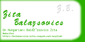 zita balazsovics business card